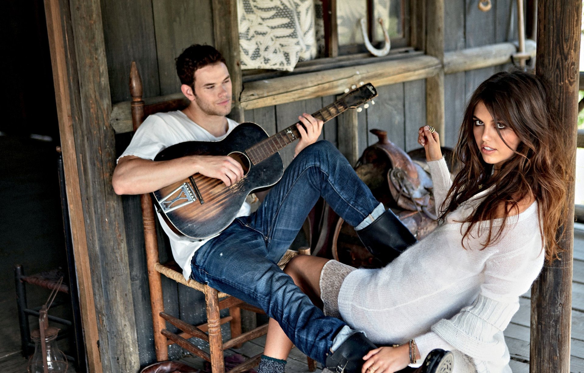 kellan lutz girl model guy brunette saddle hut house guitars plays wallpaper