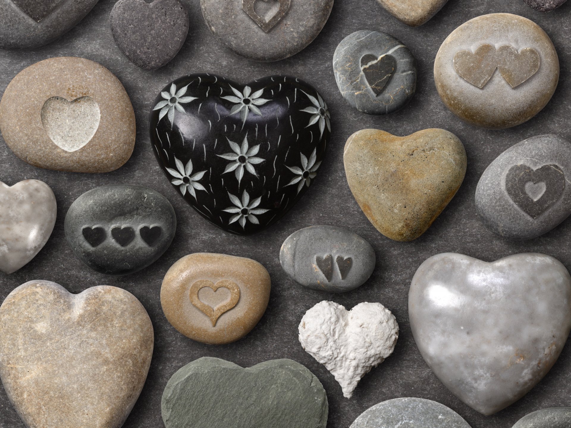 ummer stones sea heart picture love positive flowers form background