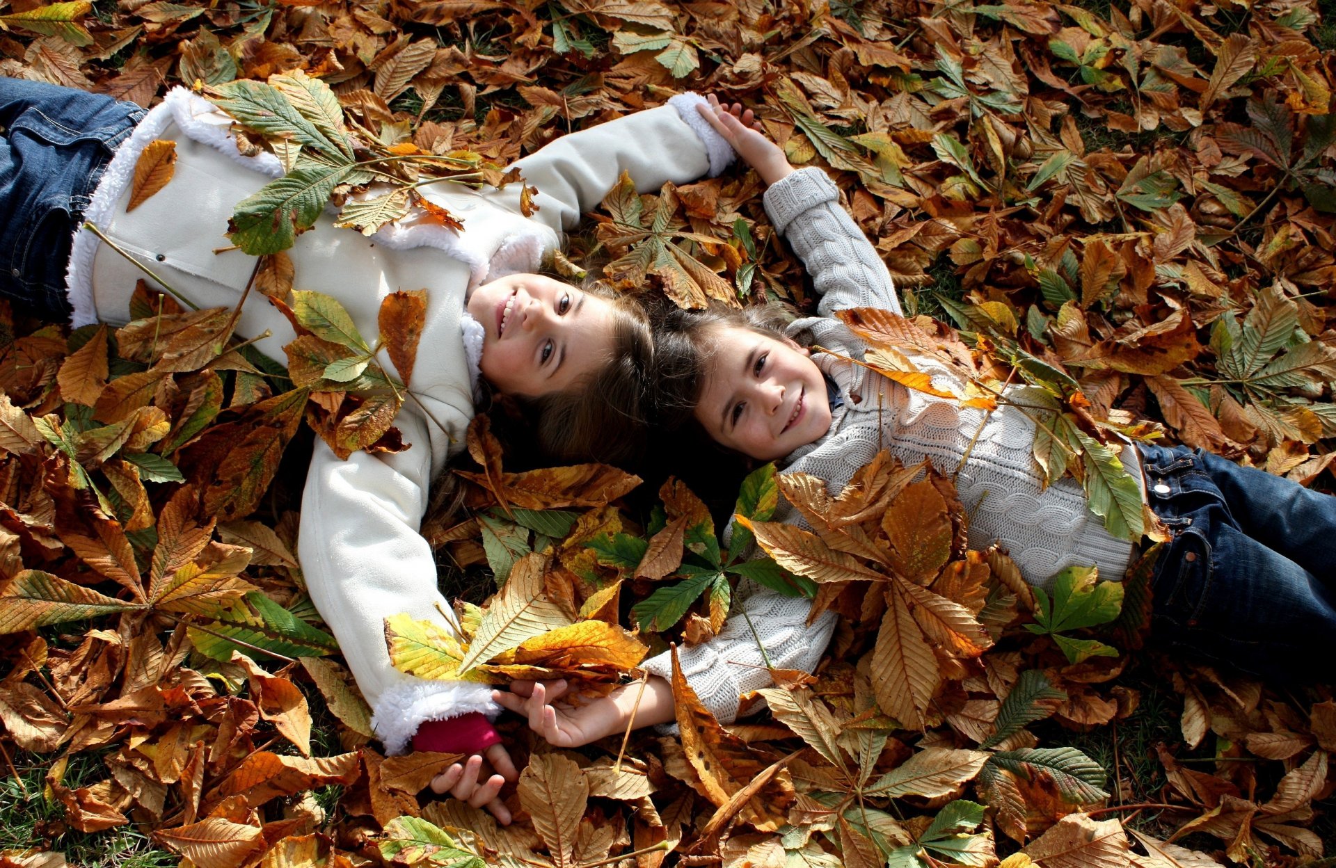 mood joy happiness smiles children child boy girl nature autumn leave