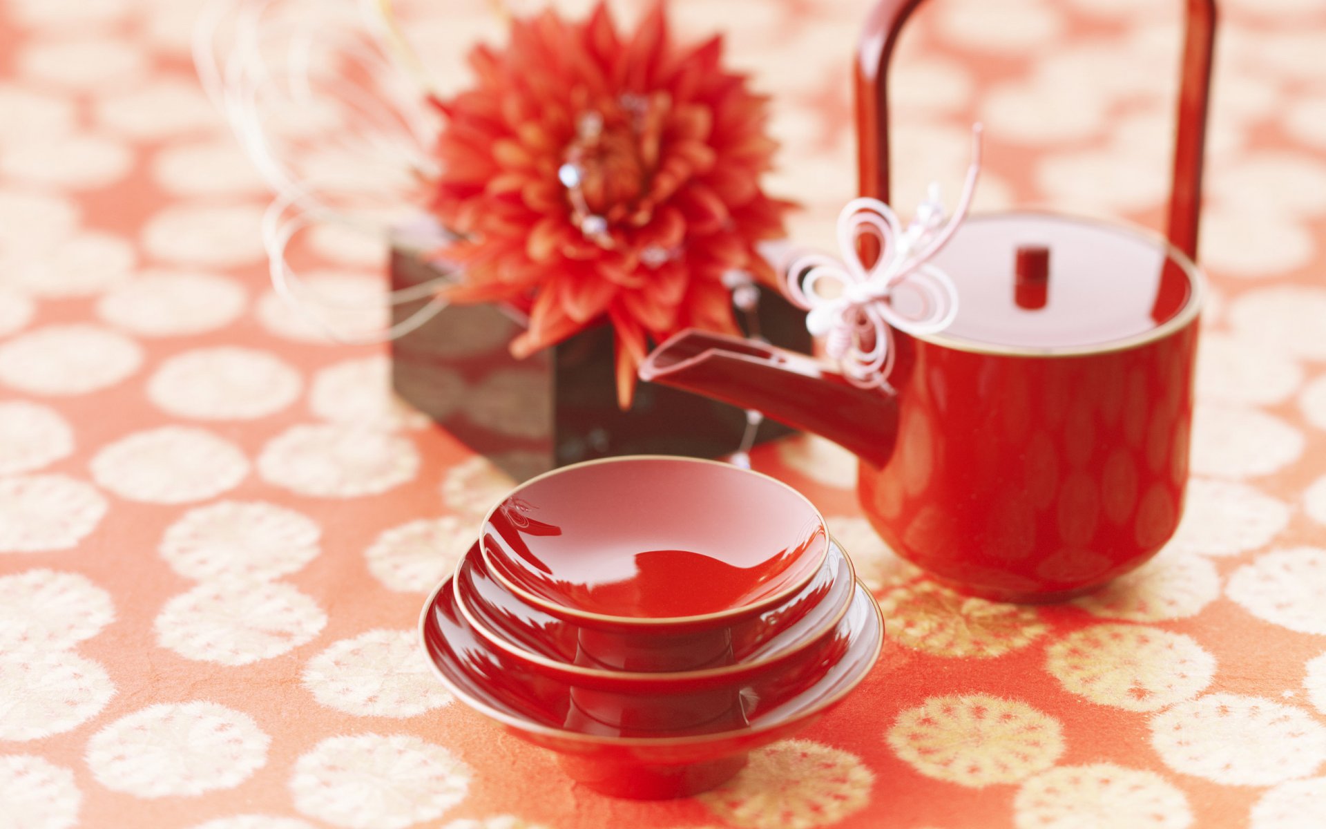 estado de ánimo ceremonia del té té café tazas china japón rojo flores