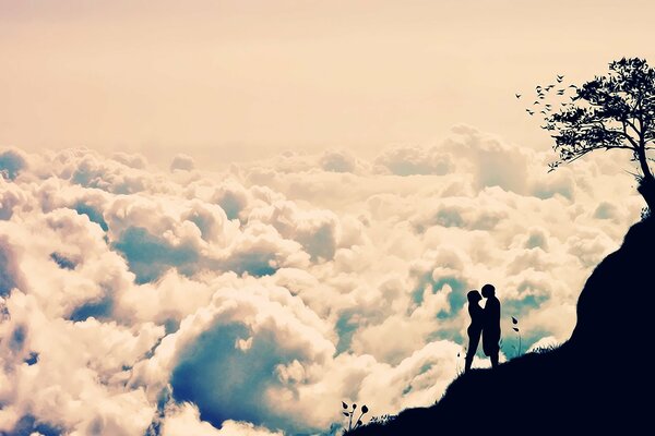 Romantic photo against a cloudy sky