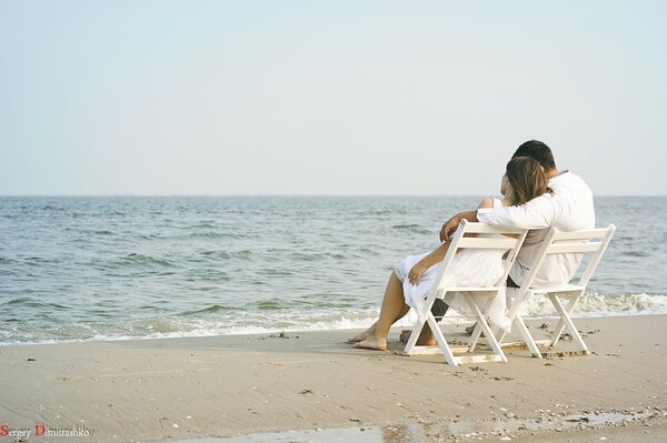 Romantic photo of a couple on the shore