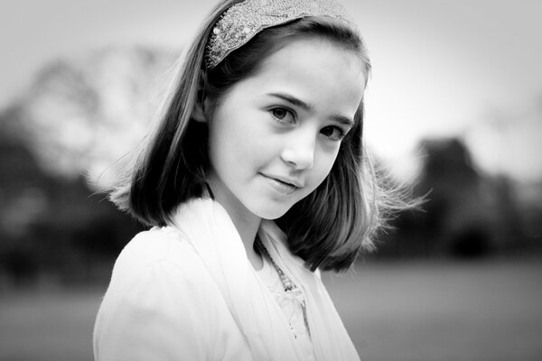 Brunette girl on black and white background