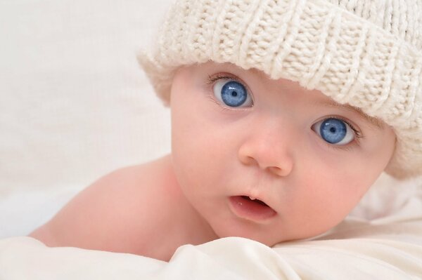 A beautiful child with blue eyes