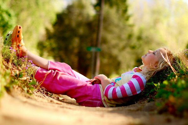 Cute girl relaxing in nature