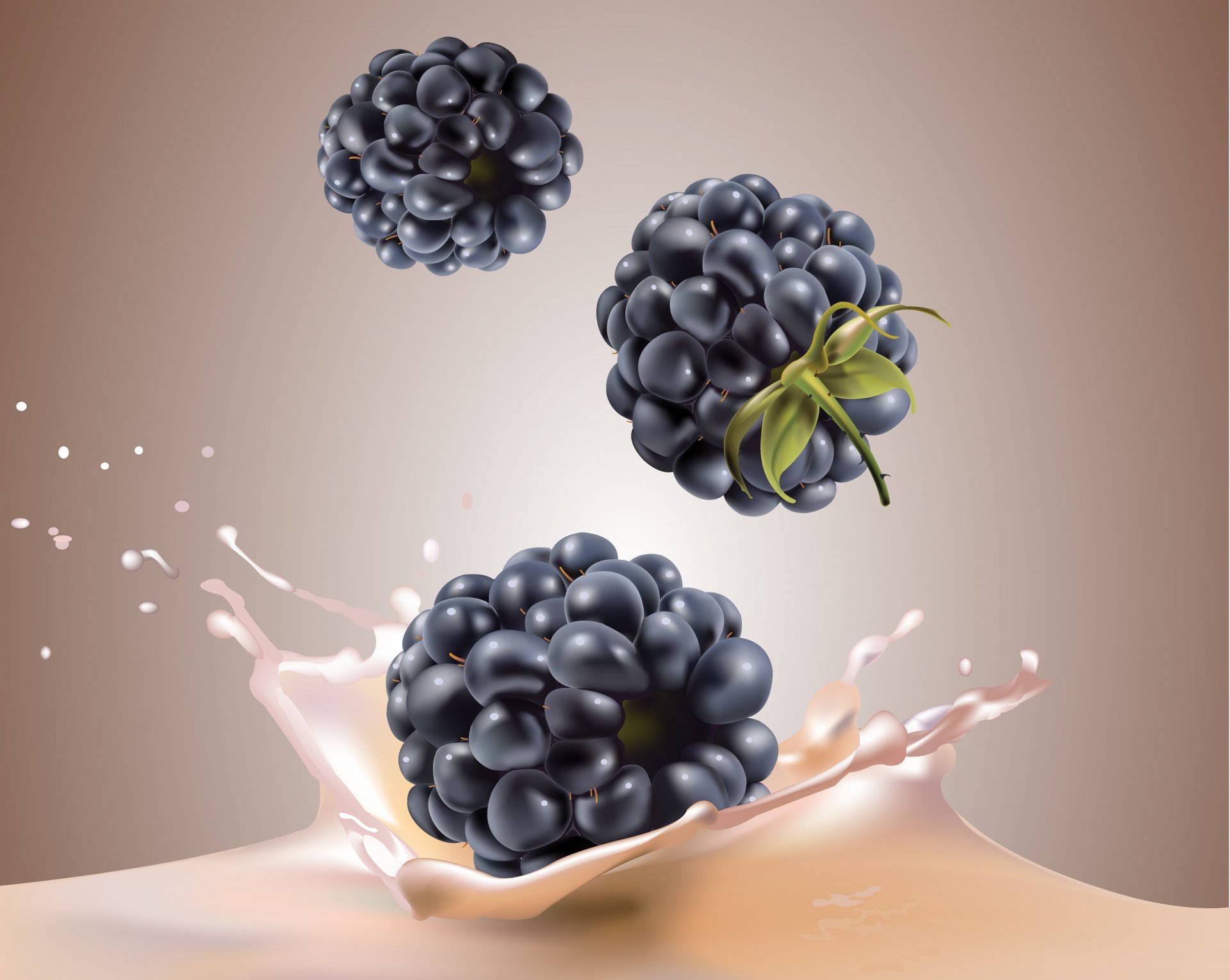 milk spray berries blackberry