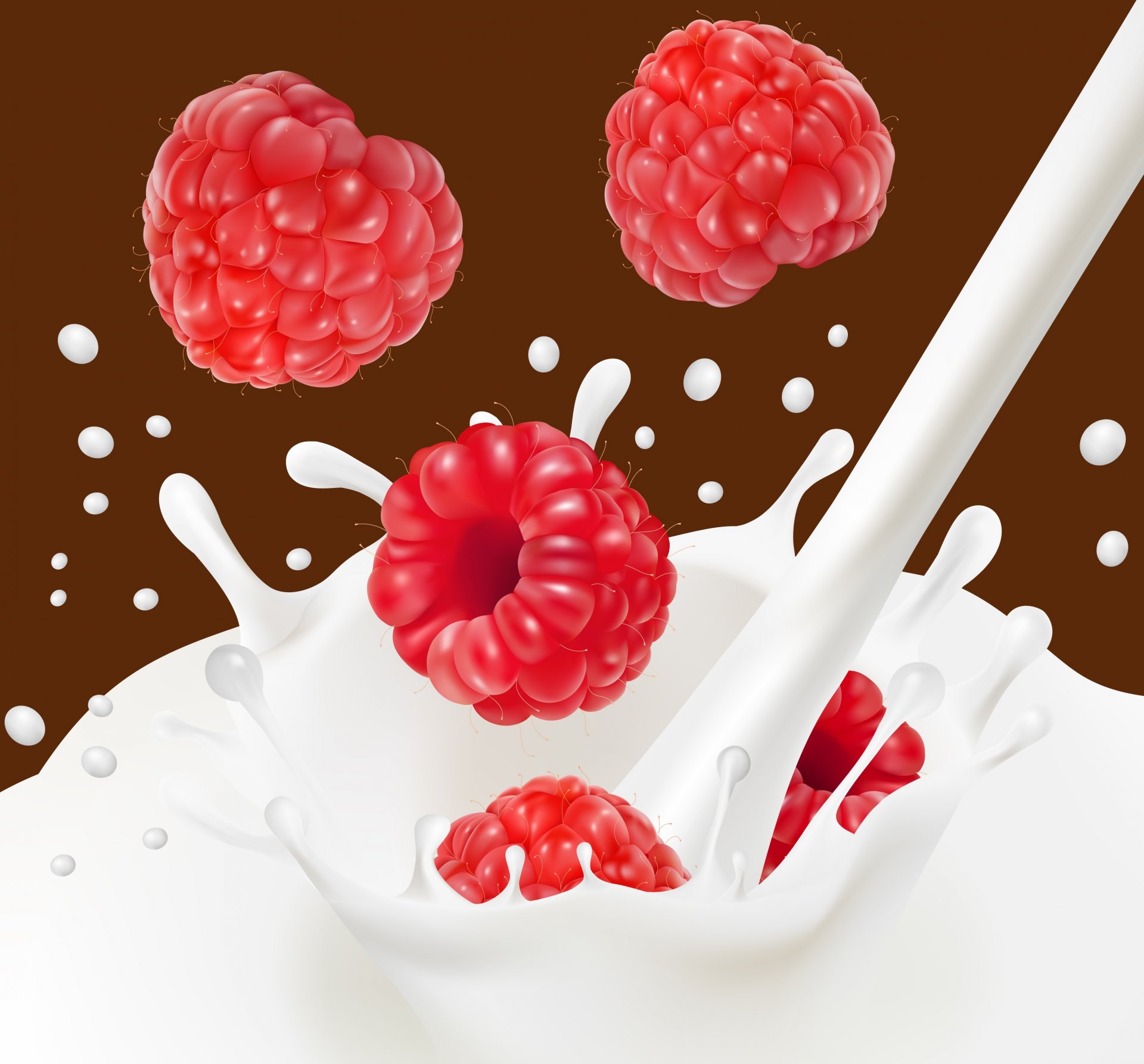 milk spray berries raspberry