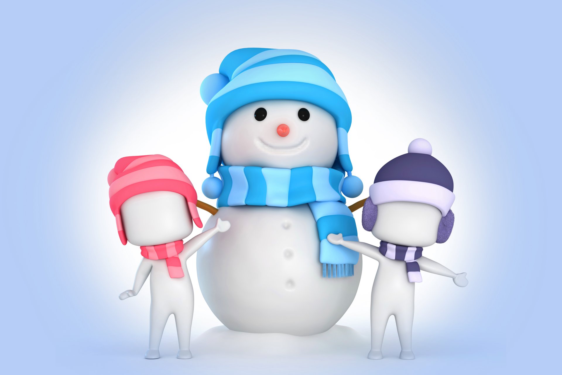 muñeco de nieve 3d invierno nieve niños navidad año nuevo representación