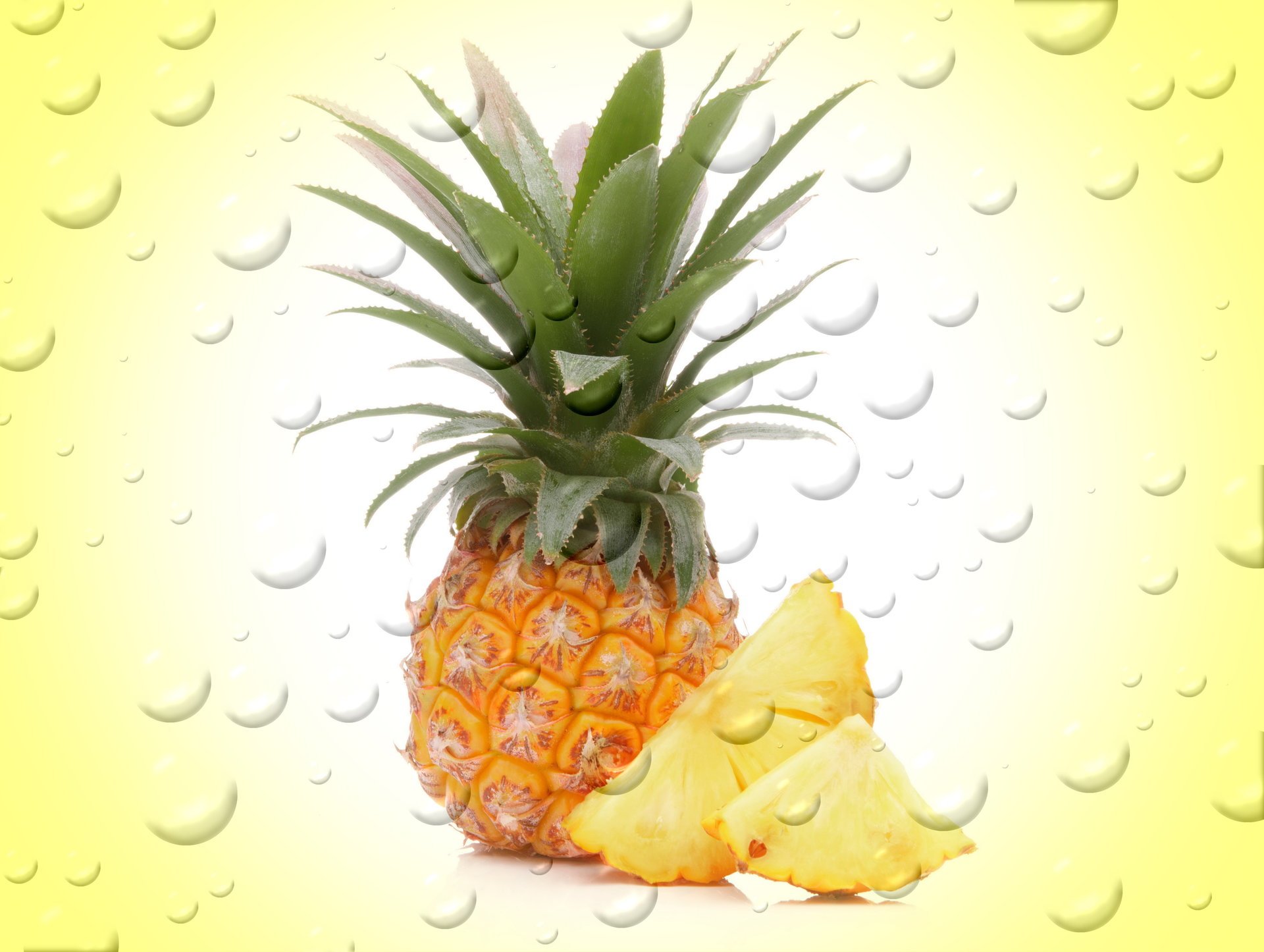 fondo fruta piña gotas burbujas