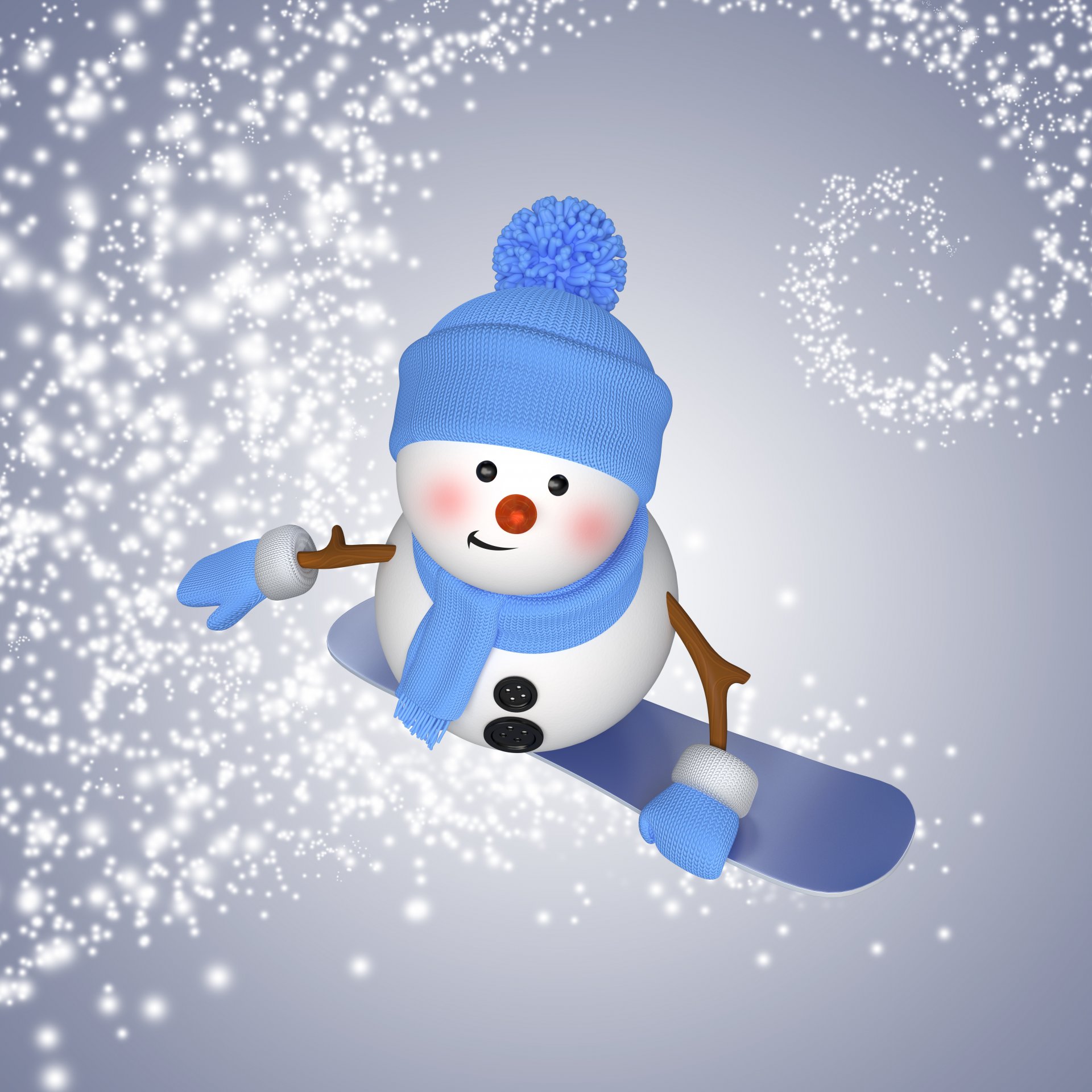 nowman 3d christmas new year snowboard winter snow