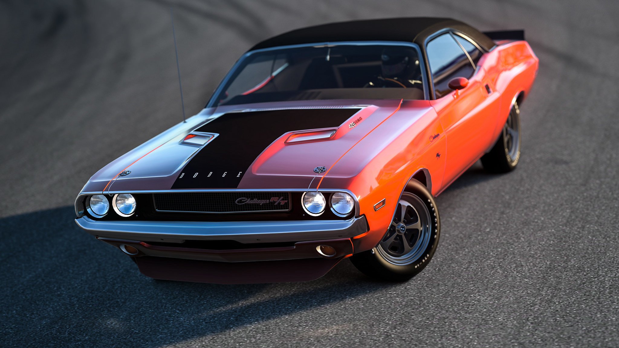 dodge challenger muscle car muscle car front end rendering background