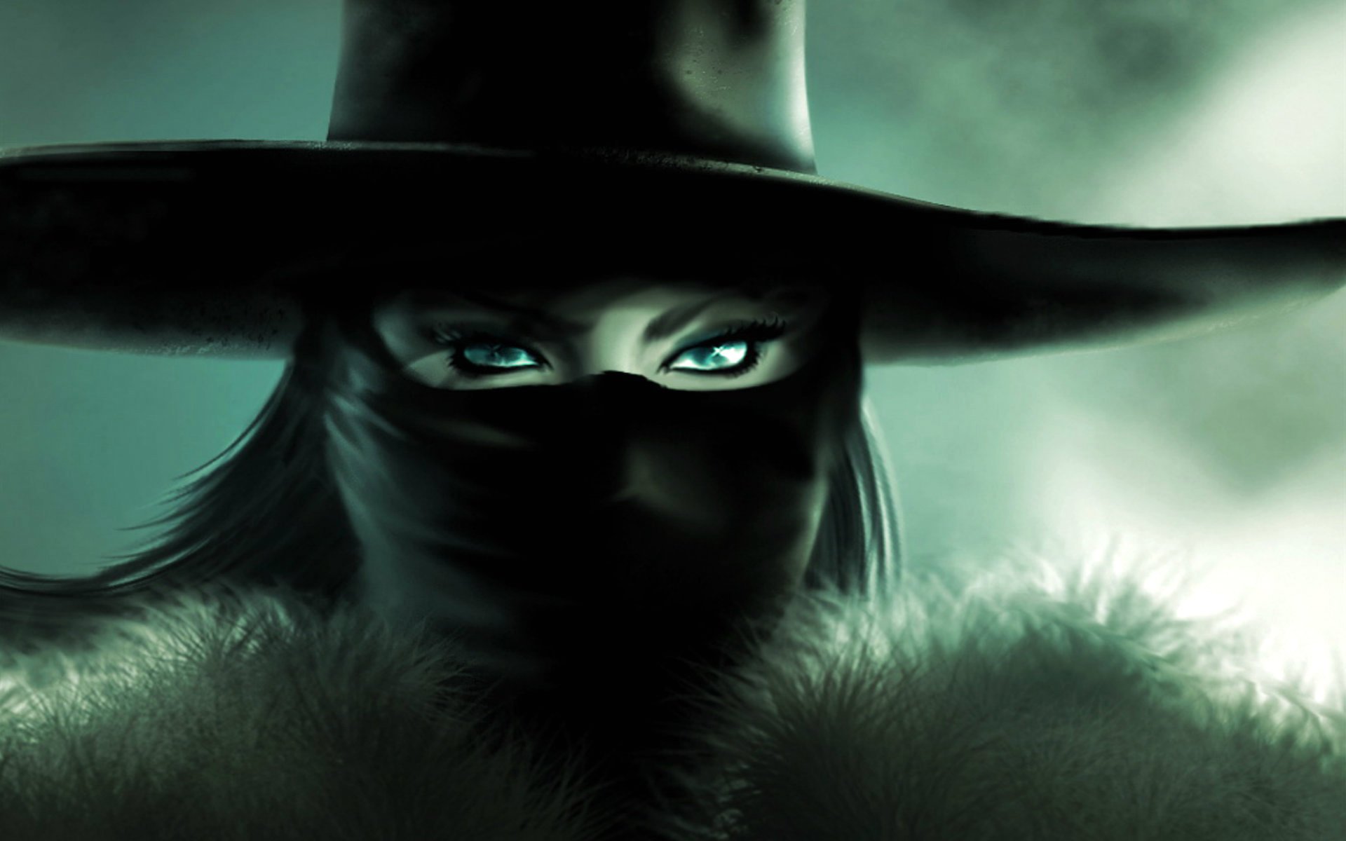 la jeune fille un masque un foulard un chapeau de zorro