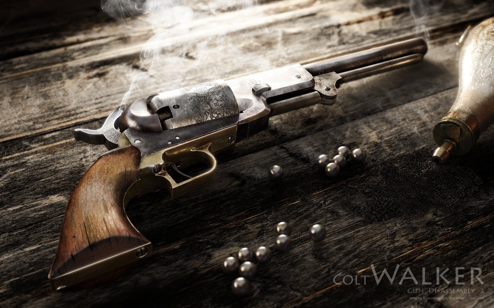 colt walker colt walker alexander iartsev revolver weapon rendering