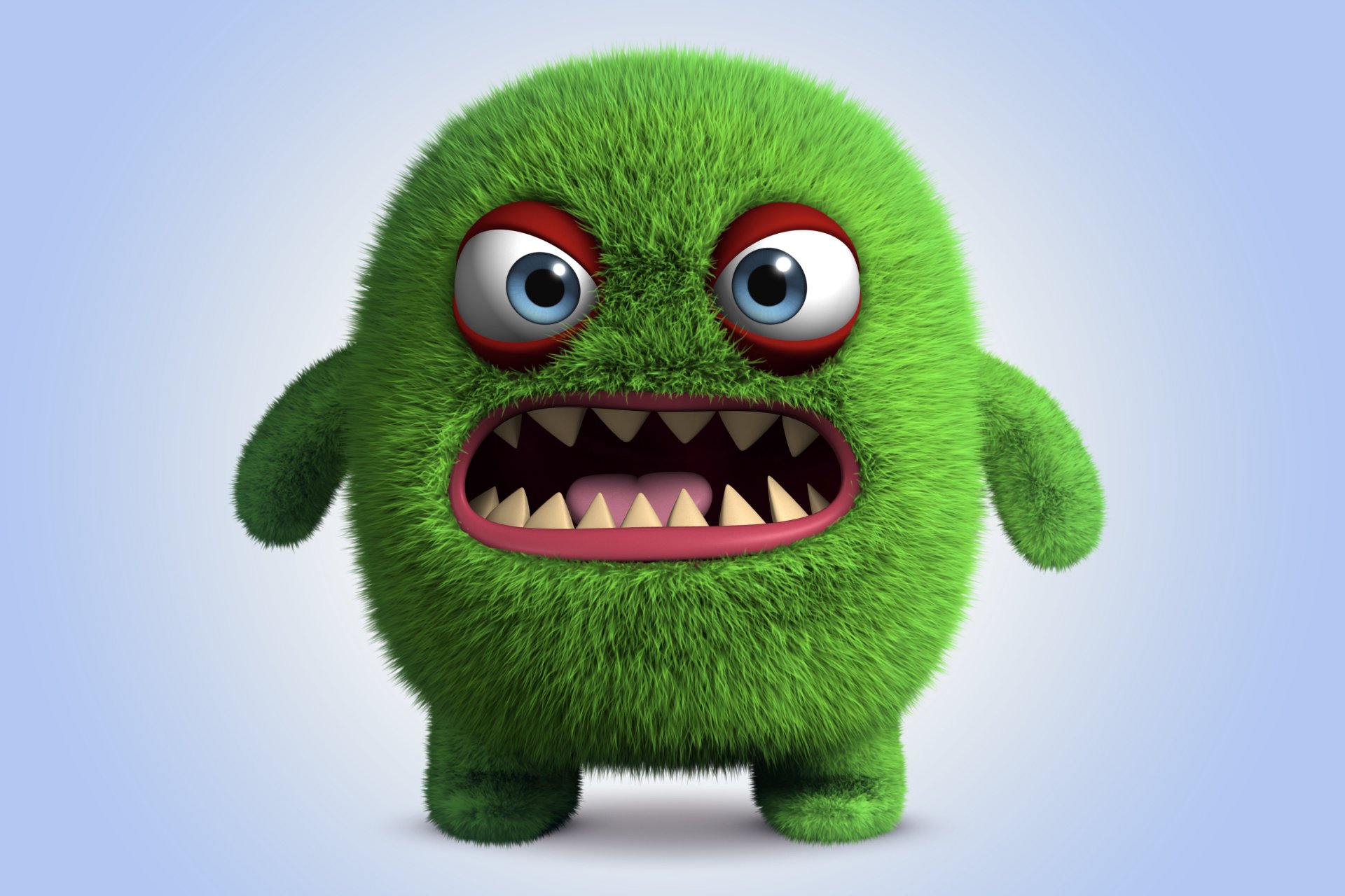 3d monster cartoon flauschig böse monster charakter