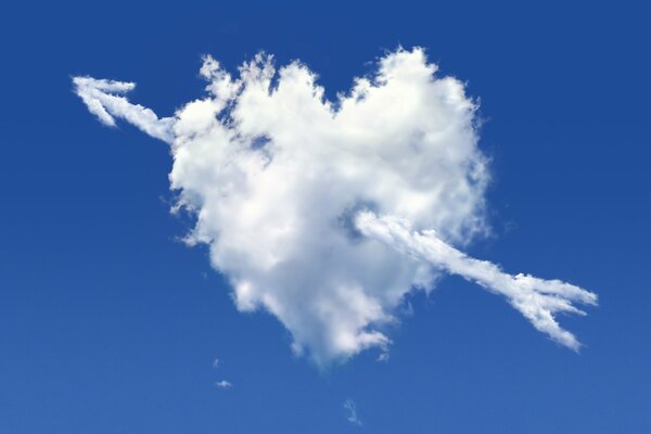 Imagen gráfica de una nube en forma de corazón con una flecha