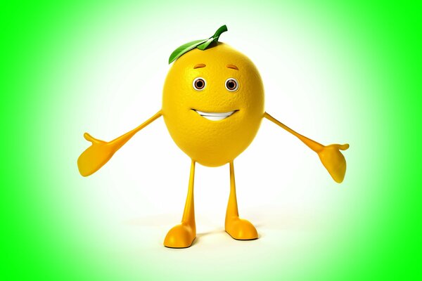 Smile on the background of a 3d lemon