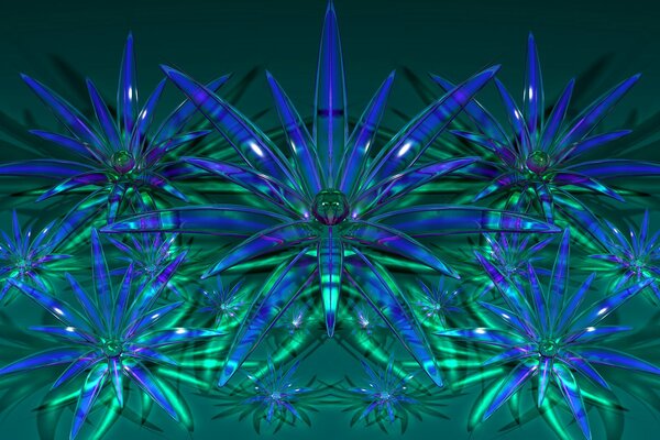 L abstraction de verre dans les tons bleu et vert