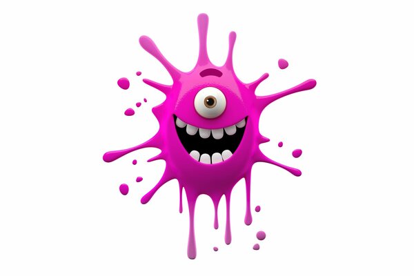 The smile of the monster is a pink symbol