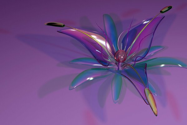 Фиолетовый цветок со стеклянными лепестками