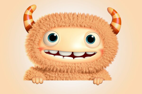 Smile of a 3d monster from a cartoon