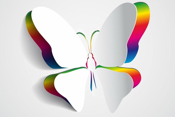 Hinten Schmetterling mit Regenbogenenden