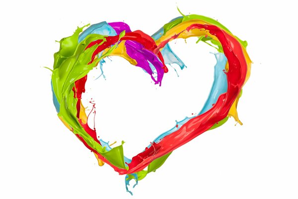 Colorful heart of multicolored splashes