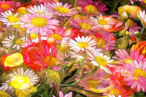 Garden bouquet with daisies and roses