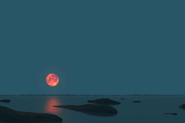 Panorama du ciel de nuit avec la lune