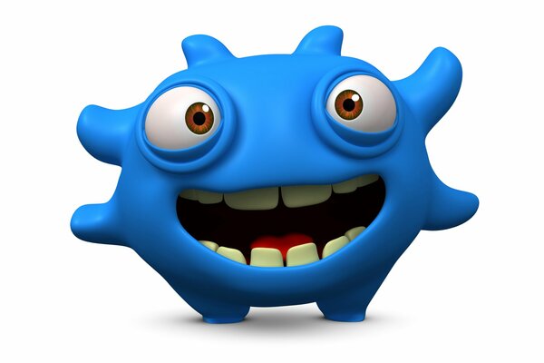 Affascinante personaggio dei cartoni animati-mostro 3d con un sorriso