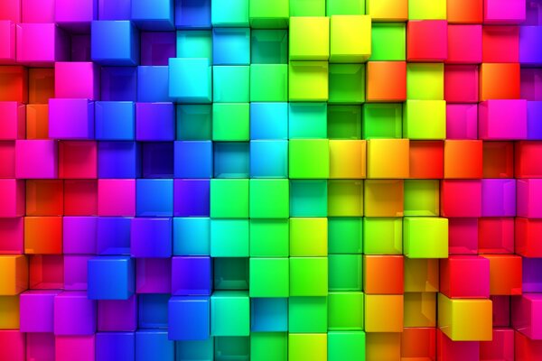Cubi 3D multicolori disposti in modo ordinato