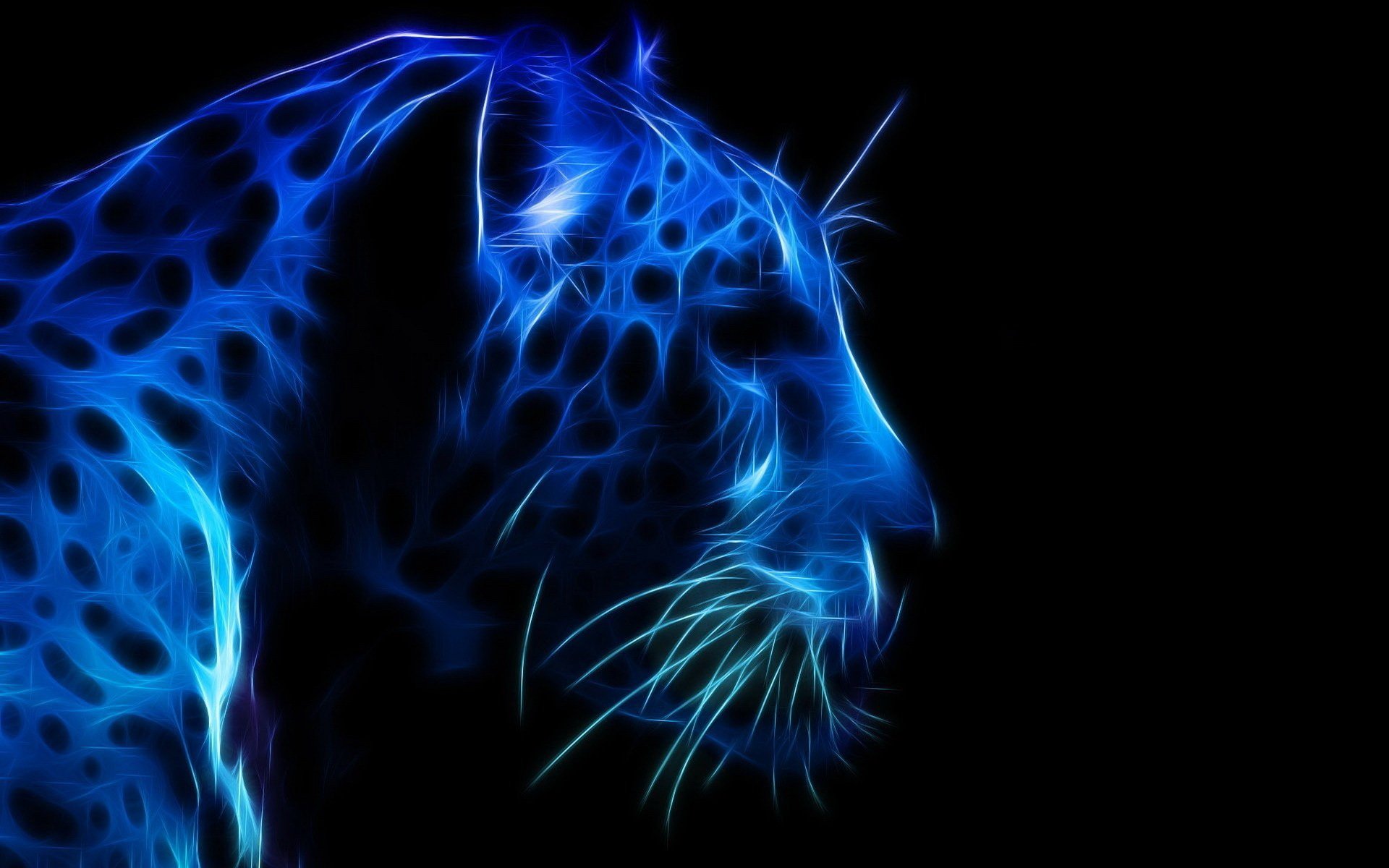 leopardo hocico perfil color azul gráficos 3d