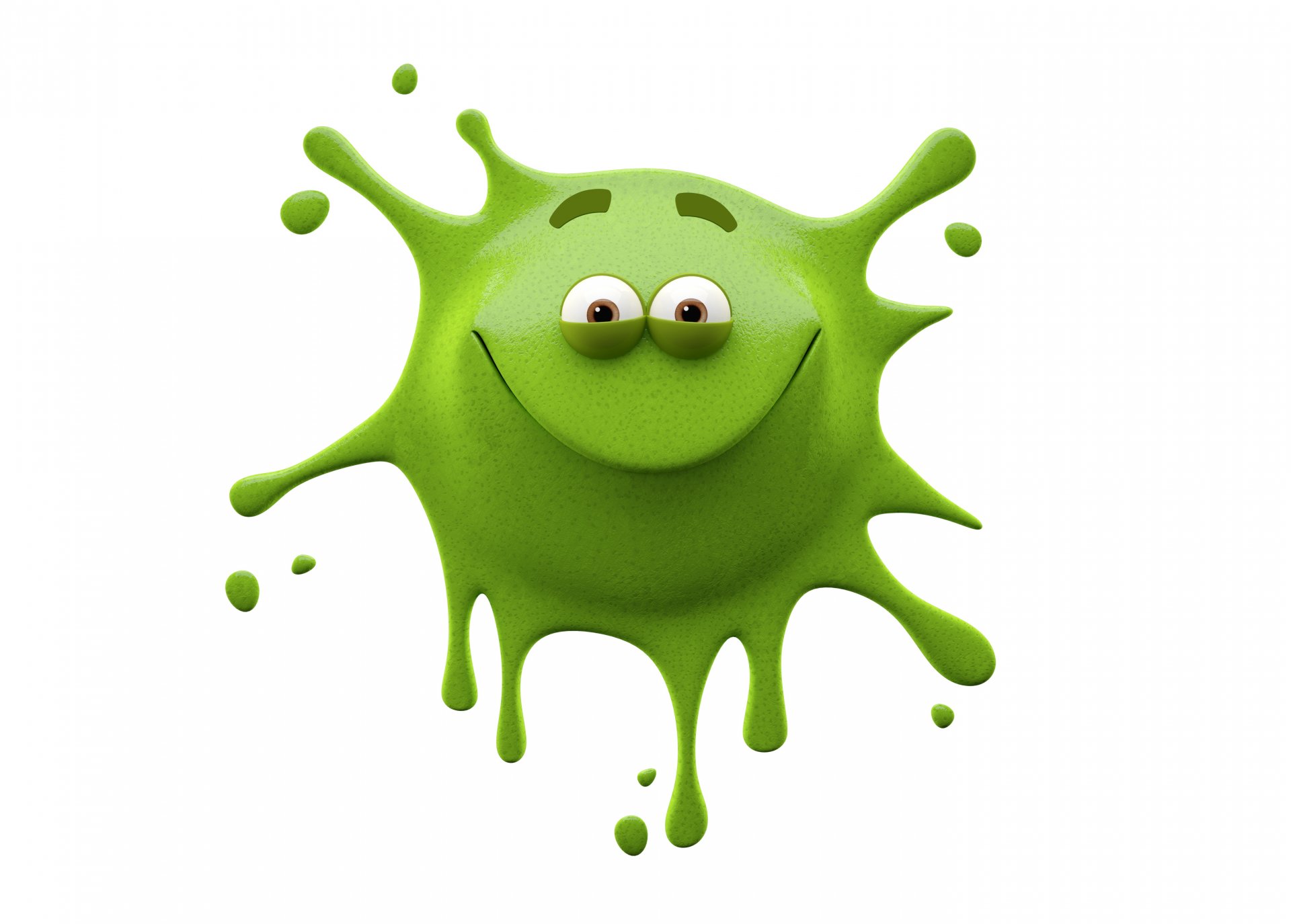 bright smiling monster on a white background monster green blob happine