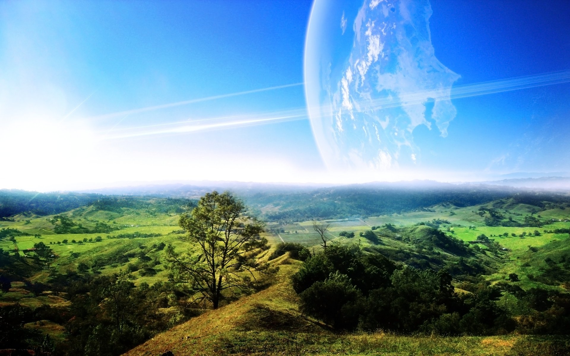 planet green tree landscape