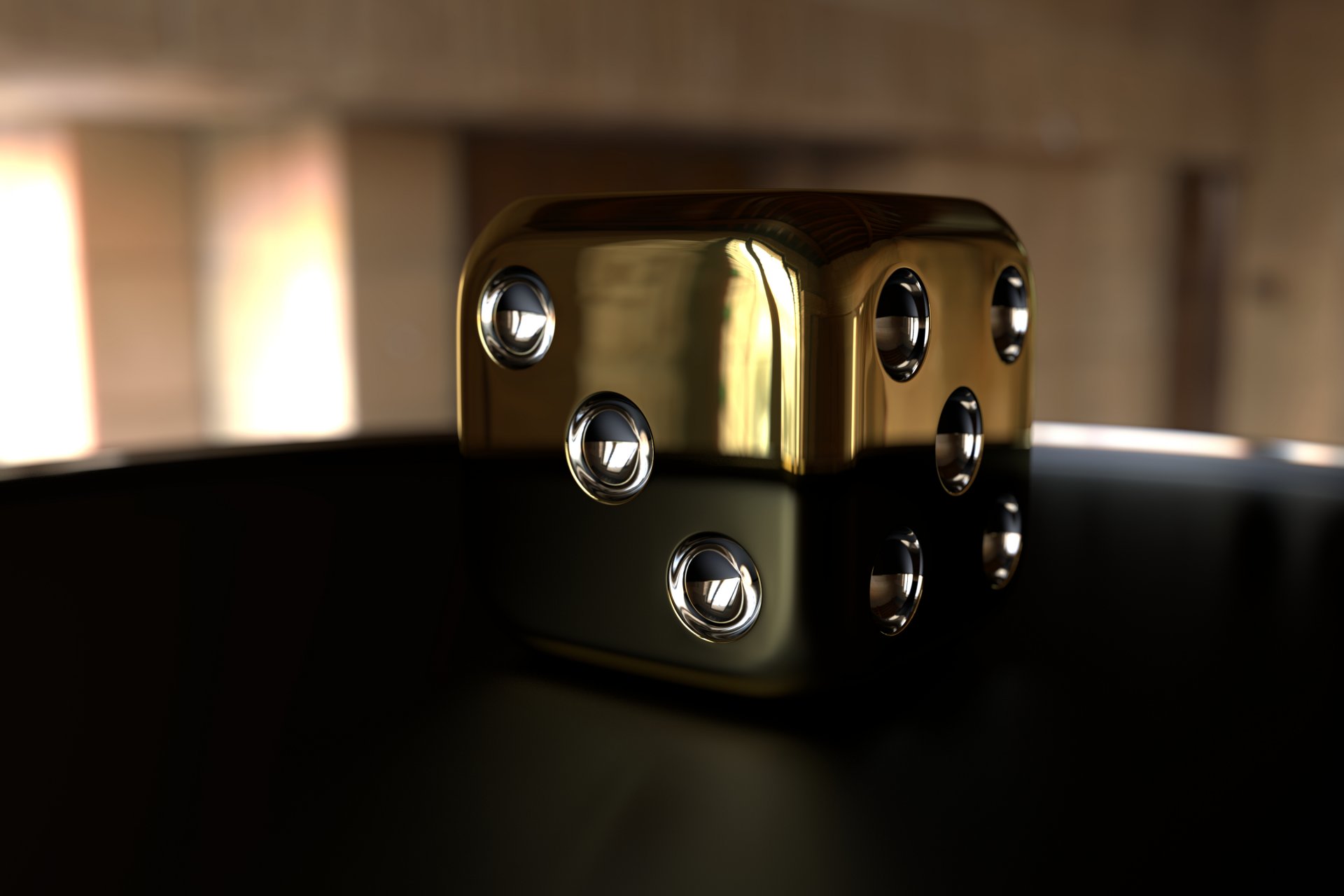 the cube gold headwitcher 3d image render abstract