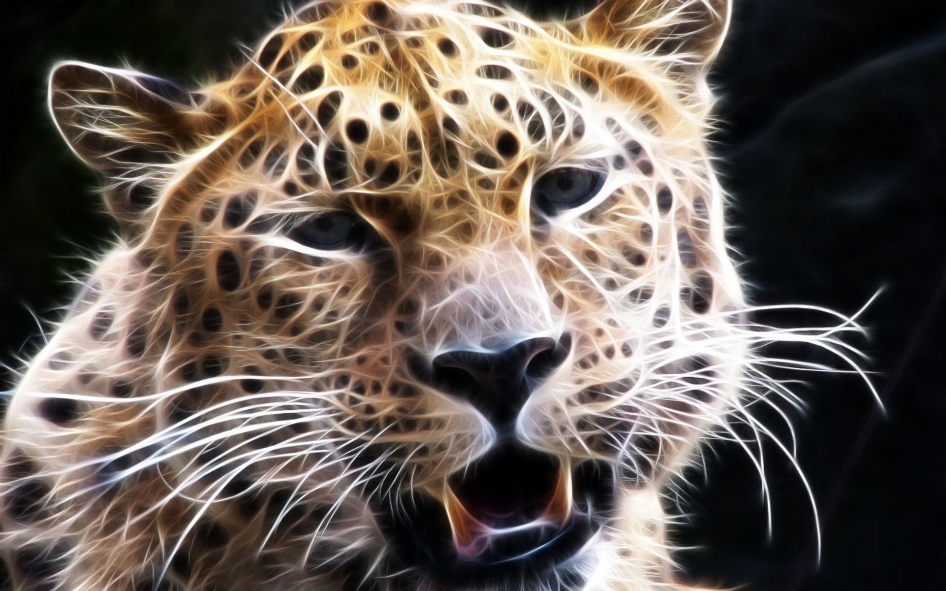 leopardo muso baffi vista grafica 3d