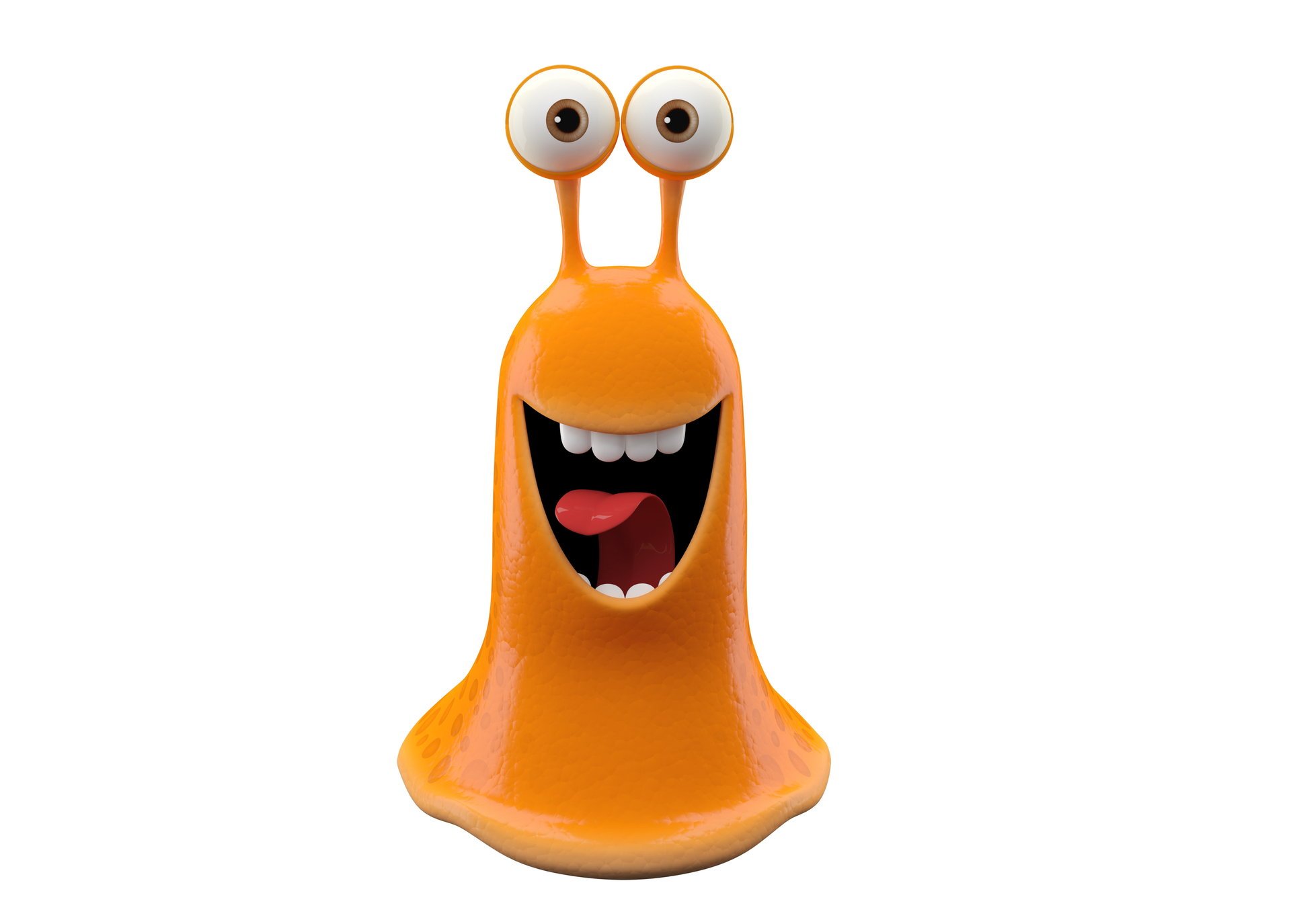 bright smiling monster on a white background monster orange slug happiness orange monster slimy joy