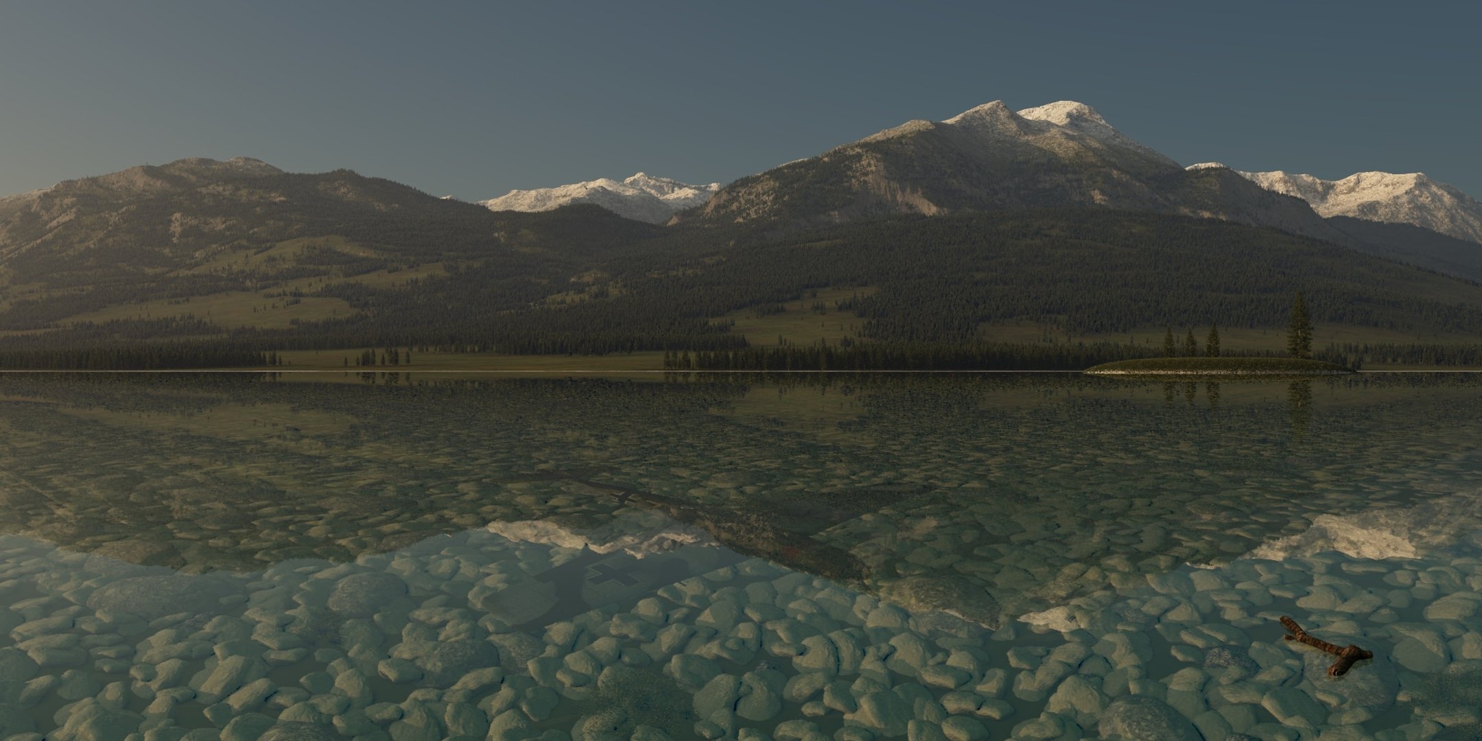 art lake mountain hill water stones forest