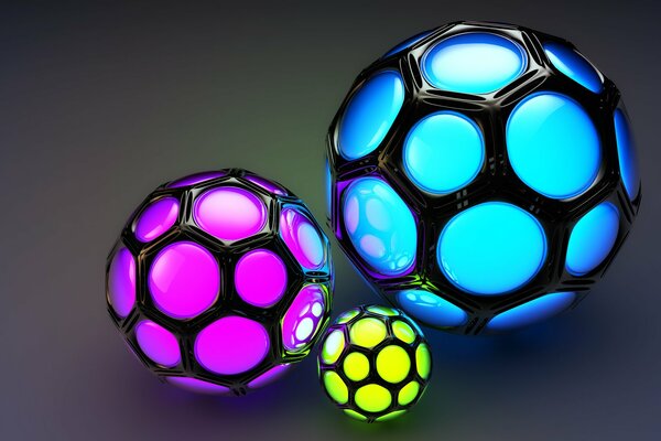 Colored balls in the form of honeycombs