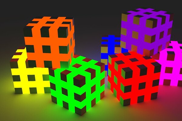 Cubos de colores para colorear arco iris