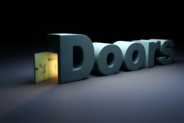 Графическая надпись Doors в сером цвете