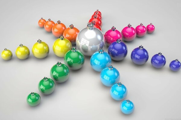 Stella multicolore fatta di palle di Natale