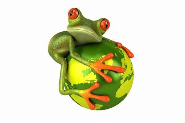 Grüner Frosch auf dem Ball