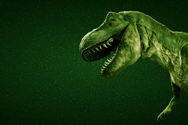 Dinosauro carnivoro su sfondo verde