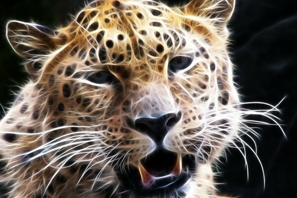 Морда леопарда с усами 3d графика