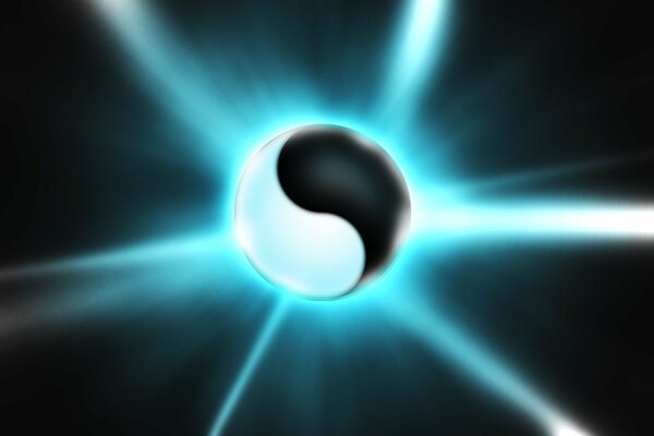 Bola de Yin y Yang sobre fondo negro