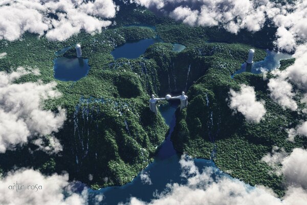 Vista a Volo d uccello delle cascate