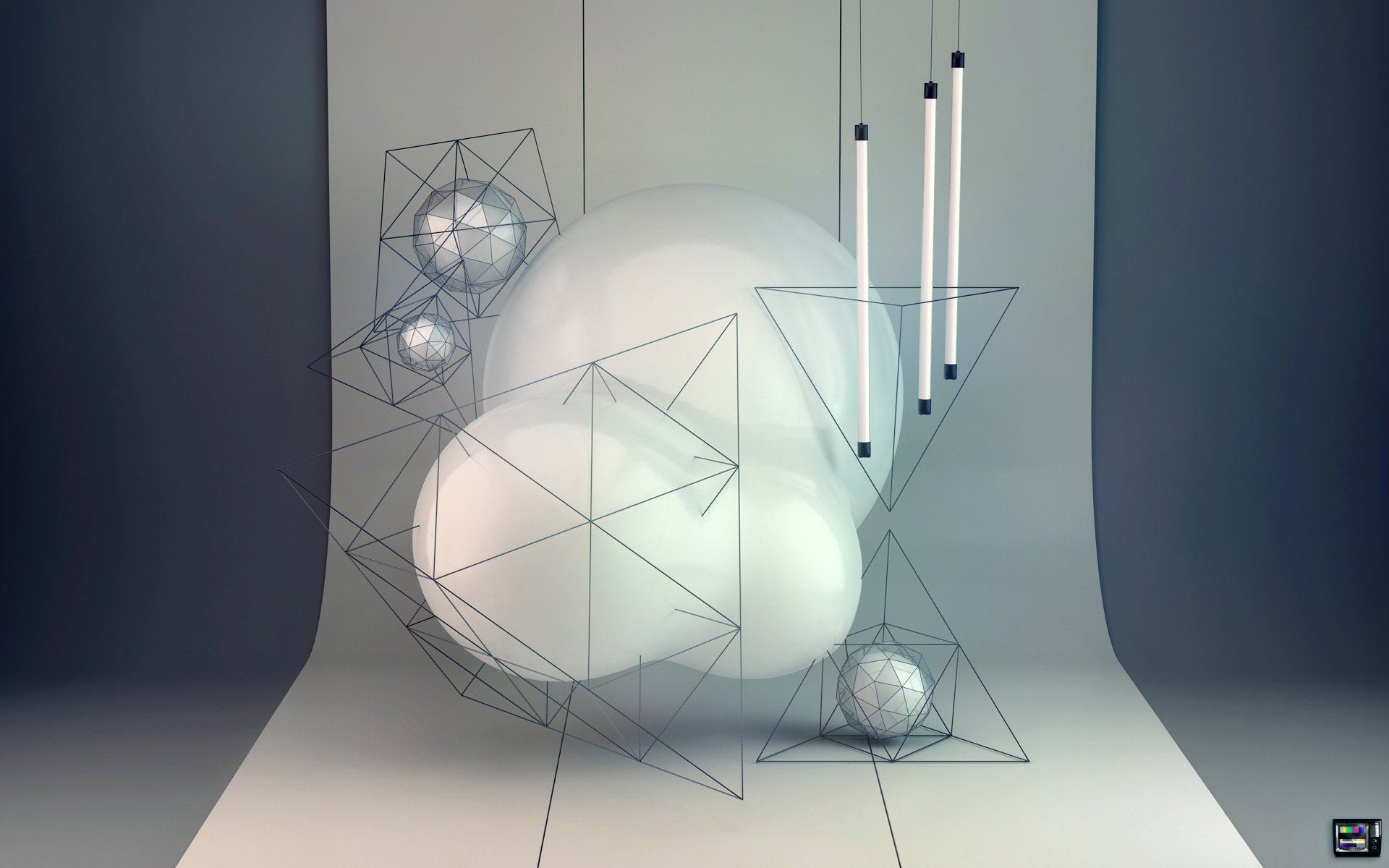 abstract rendering balls pyramid bulbs condezine