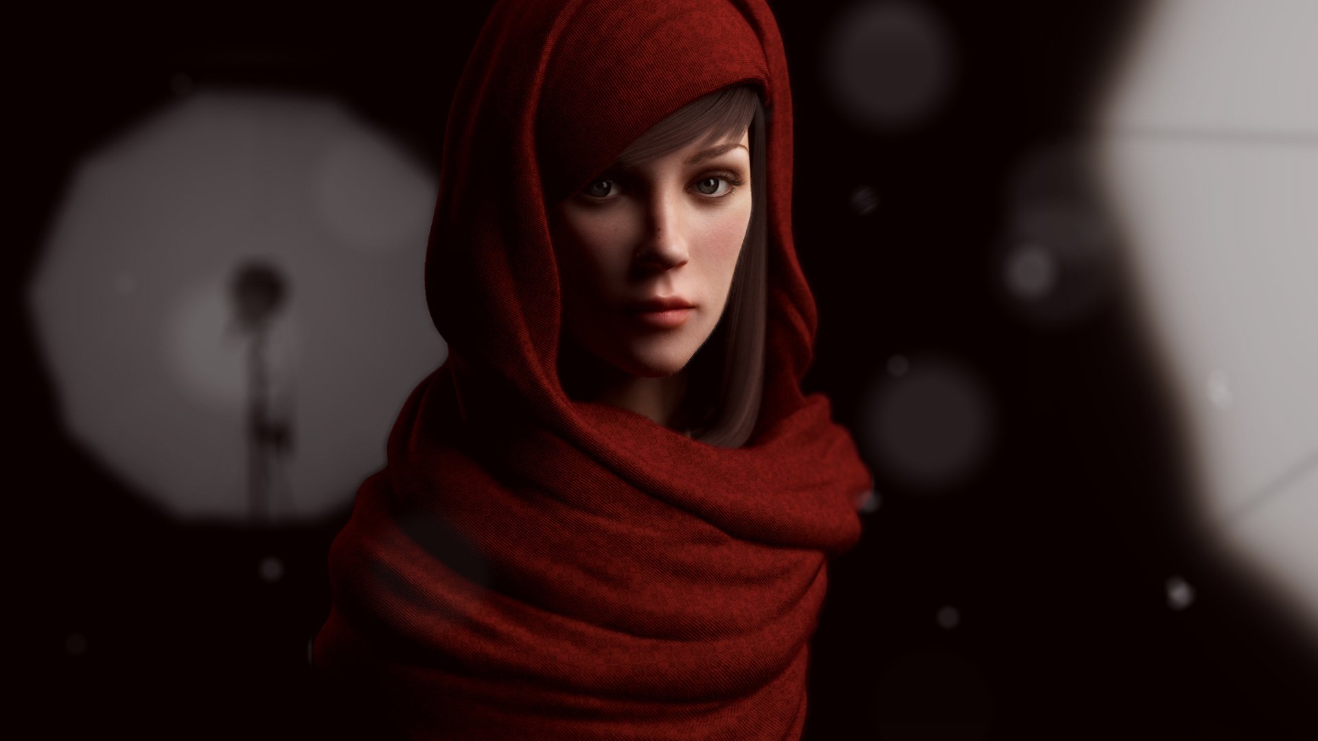 art rajbir dhalla girl face hood in red