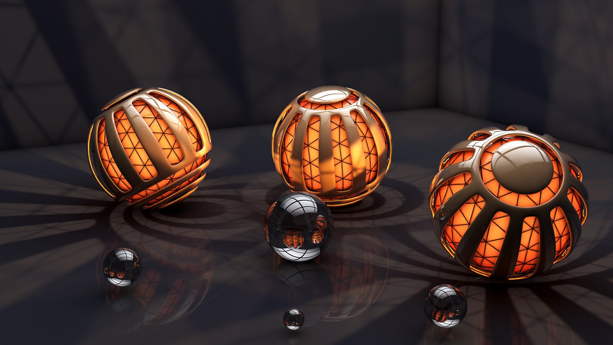 balls light render 3d