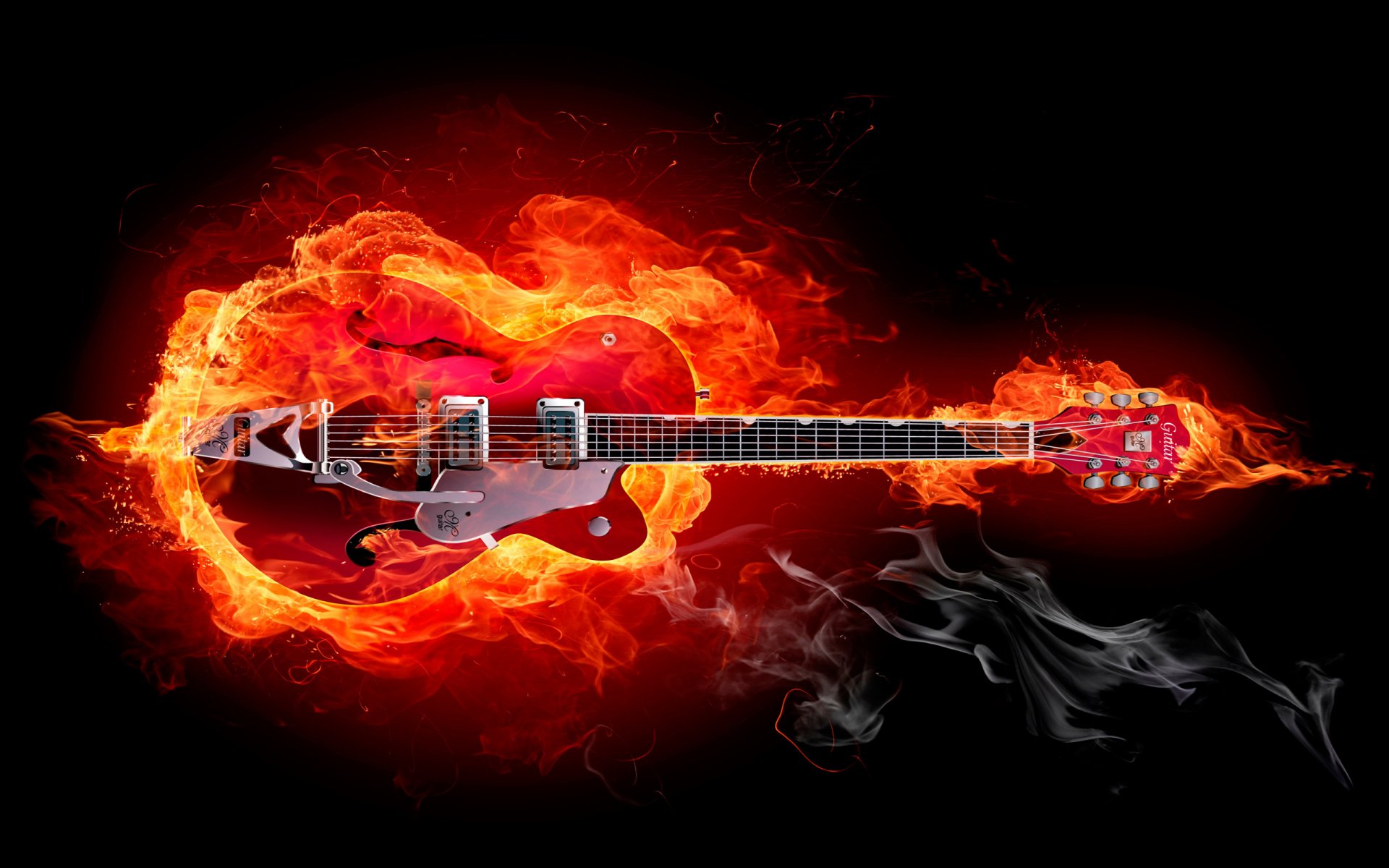 gitarre rot feuer